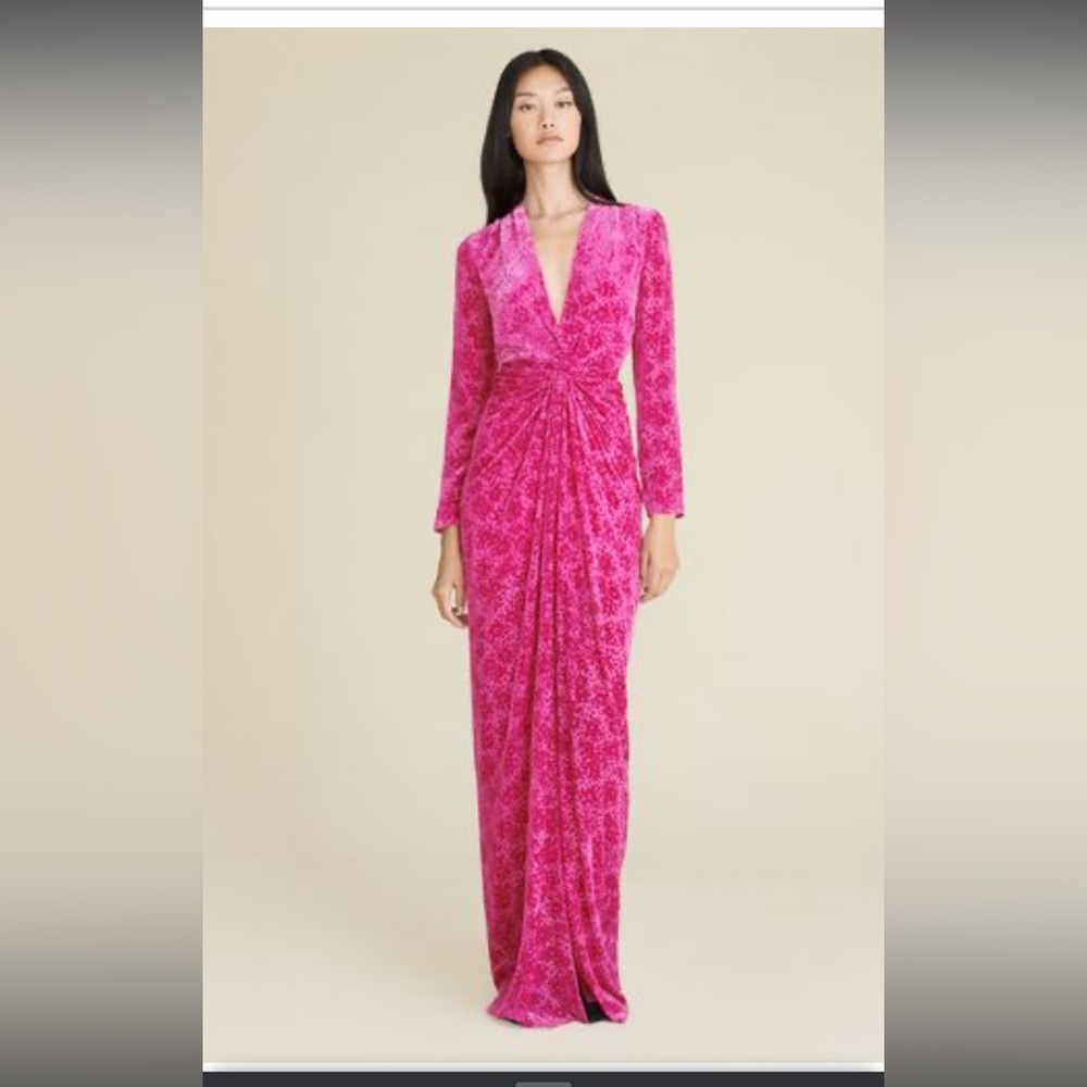 Veronica Beard Ruthie Velvet Dress in deep magenta